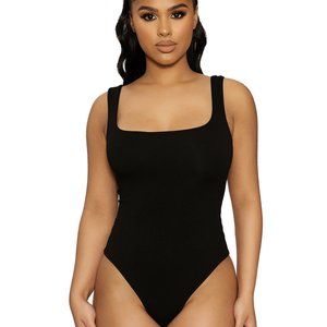 Naked Wardrobe Black Tank Bodysuit, Size XS